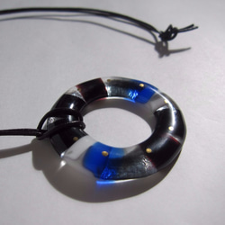 玻璃吊墜戒指（w）〜黑色和藍色 第5張的照片