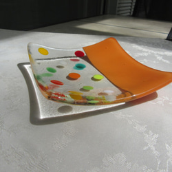 玻璃方盤“波爾卡圓點 - 柿子色” 第4張的照片