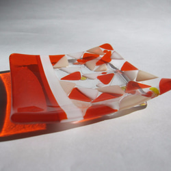 ガラスの角皿「オレンジ～Bタイプ」 4枚目の画像