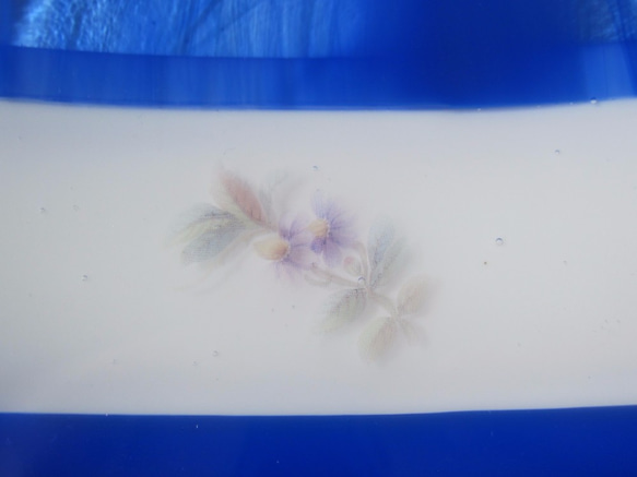玻璃方板“藍色和小花” 第3張的照片