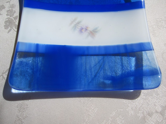 玻璃方板“藍色和小花” 第5張的照片