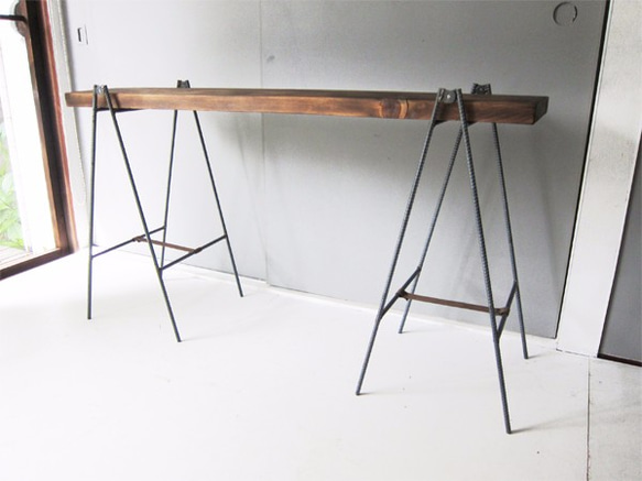 古材×アイアン 折畳み式 鉄脚ウッドテーブル / recycle wood folding table 2枚目の画像