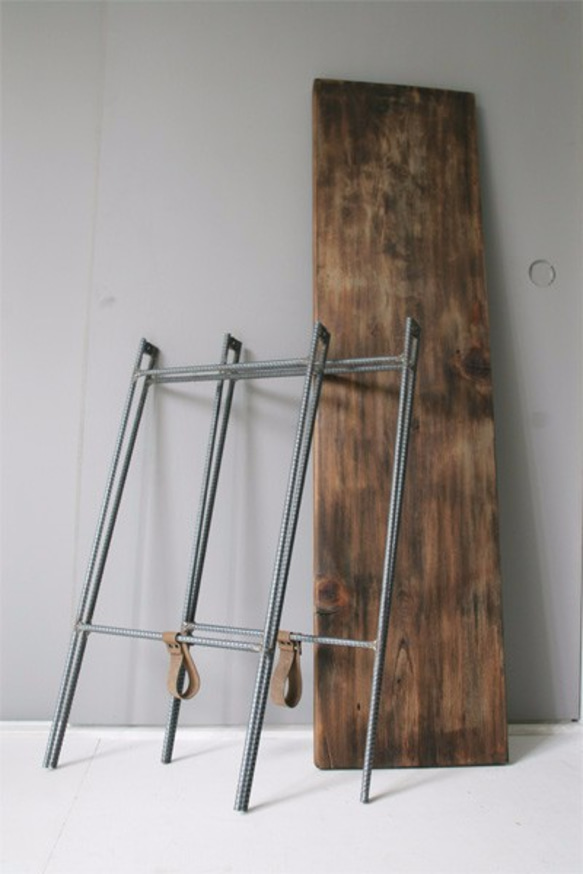 古材×アイアン 折畳み式 鉄脚ウッドテーブル / recycle wood folding table 3枚目の画像