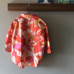 【在庫一掃限定SALE！】花柄チェックのふんわりスッキッパー７分袖シャツ（AN-002） 2枚目の画像