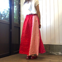 SALE！ビビット明るいピンク色☆リネン風合いとボリュームが抜群のマキシスカート 7枚目の画像