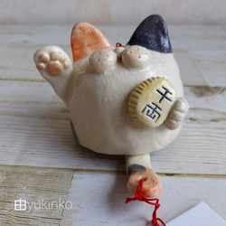 【SOLD 】福招き猫風鈴(みけちゃん) 4枚目の画像