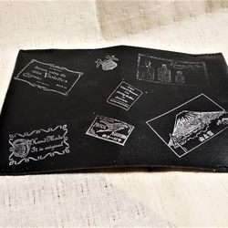 「アウトレットセール」送料無料　ブラック床革のブックカバービンテージスタンプ　文庫本サイズ 3枚目の画像