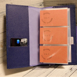 「受注製作」レザー大容量カードケース　ダークブルー　６０枚収納　たくさん入る 1枚目の画像