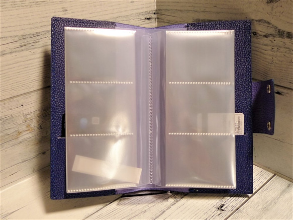 「受注製作」レザー大容量カードケース　ダークブルー　６０枚収納　たくさん入る 3枚目の画像