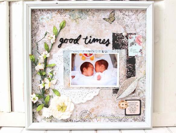 完成品】スクラップブッキング・12インチ「good times」 フォト