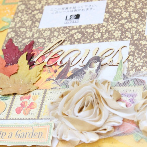 完成品】スクラップブッキング・12インチ「Leaves」 フォトフレーム