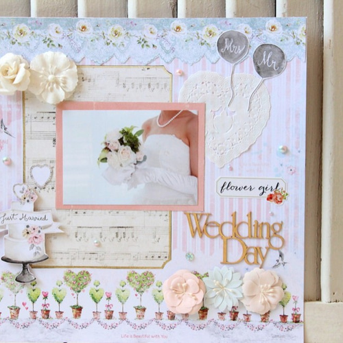 完成品】スクラップブッキング・12インチ「Wedding Day」 フォト