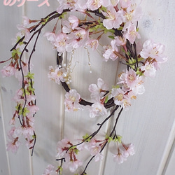 春期限定販売(^^♪　枝垂れ桜のリース　高級アーティシャルフラワー使用 1枚目の画像