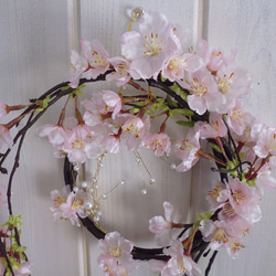 春期限定販売(^^♪　枝垂れ桜のリース　高級アーティシャルフラワー使用 3枚目の画像