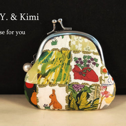 大きめ♪ジョリーポム 水玉うさぎ（紺） がま口 ポーチ* ポーチ N.Y.  