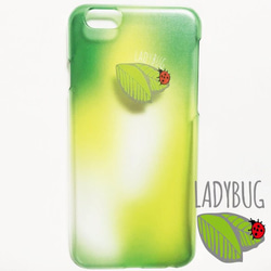 新機種追加！【オーダーメイド】クリアスマートホンケース　てんとう虫　葉っぱ　ladybug 緑 1枚目の画像