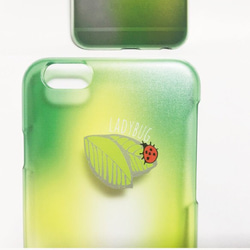 新機種追加！【オーダーメイド】クリアスマートホンケース　てんとう虫　葉っぱ　ladybug 緑 2枚目の画像