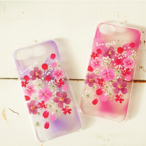 ☆オーダー☆ 押し花ケース iPhone・Android かすみ草の煌めき】 押し花スマホケース iphoneケース android