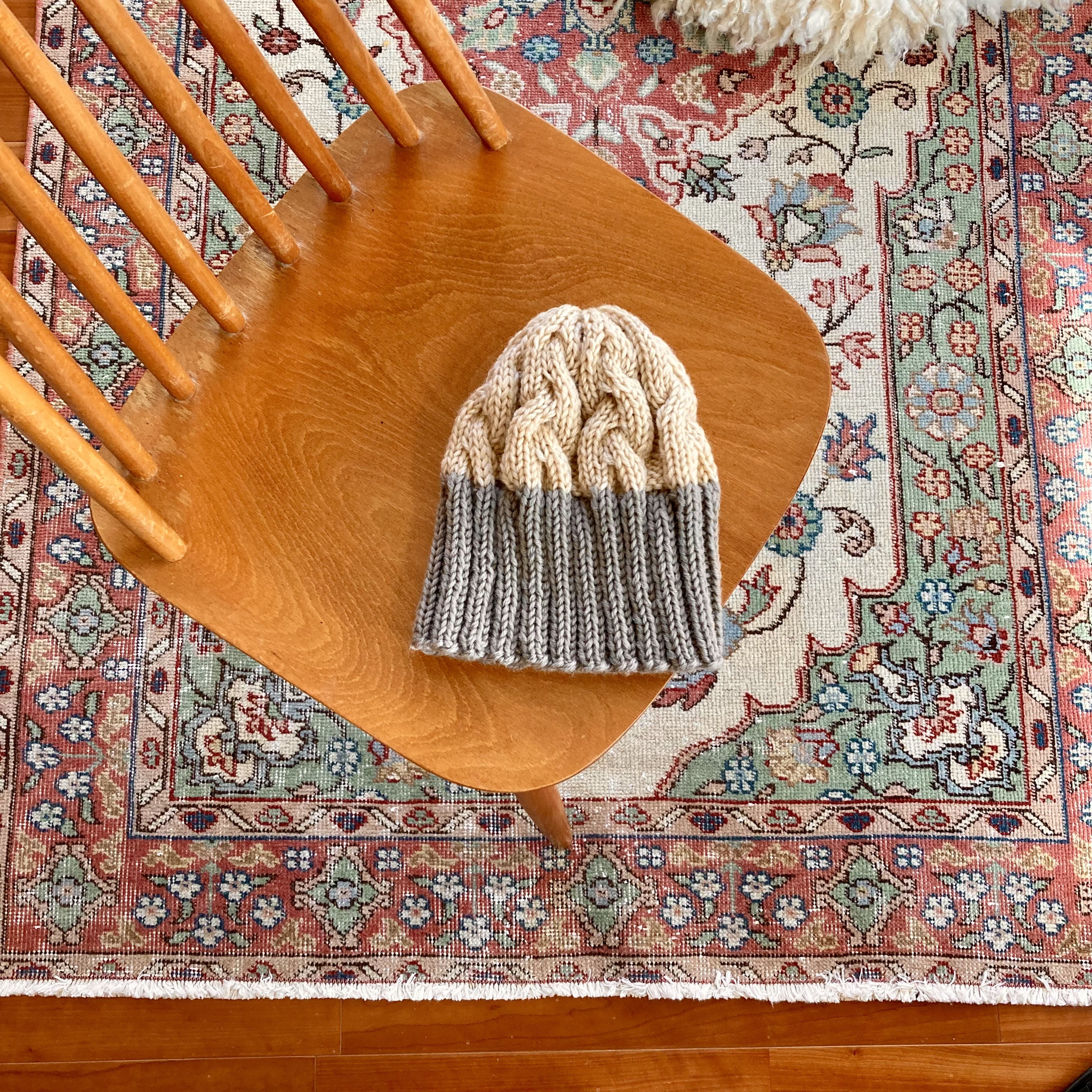 ≪≪Creema限定≫≫△▲再販▲△　リブ編み多めの、アラン模様のニット帽（ニホンドリ／31×58）