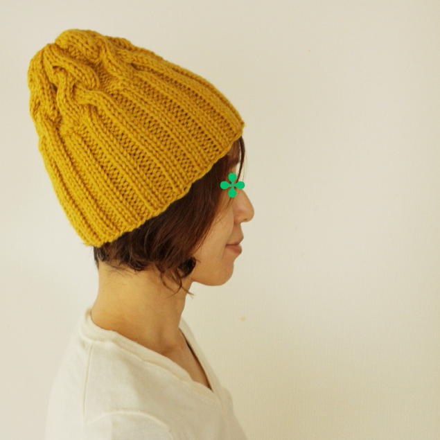 ≪≪Creema限定≫≫△▲再販×12▲△リブ編み多めの、アラン模様のニット帽（ニホンドリ／M・28）