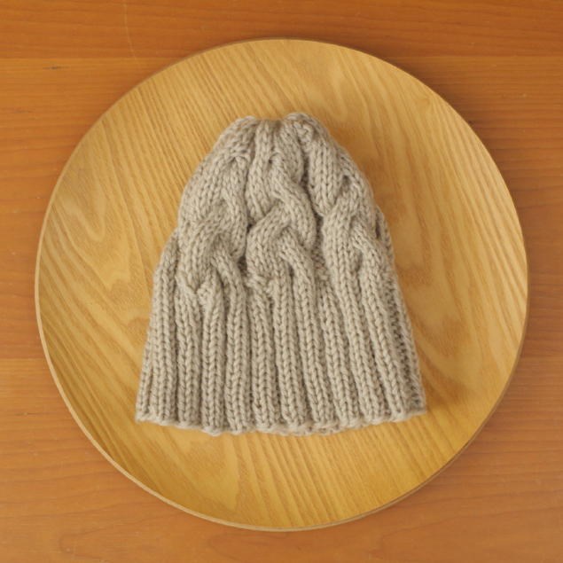 ≪≪Creema限定≫≫△▲再販×4▲△　リブ編み多めの、アラン模様のニット帽（ニホンドリ／L・55）