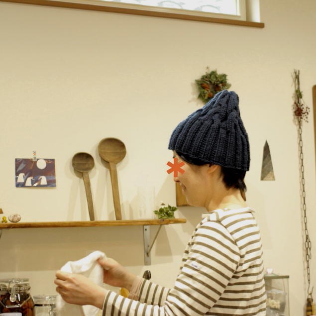 ≪≪Creema限定≫≫△▲再再販▲△　リブ編み多めの、アラン模様のニット帽（ニホンドリ／L・20）