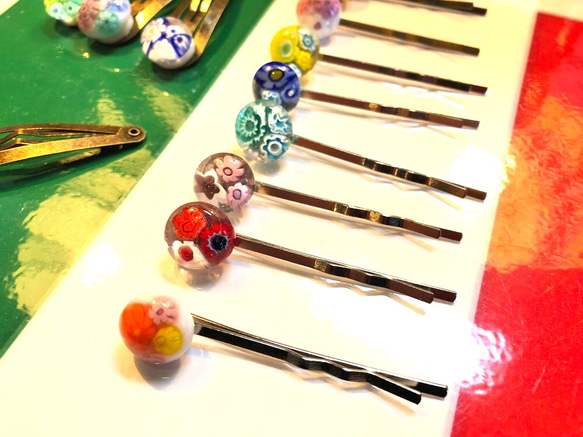 送料無料！ベネチアングラス ヘアピン！ 1枚目の画像