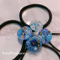 ヘアゴム　ヴェネチアングラス　あおのヘアゴム 2枚目の画像