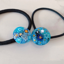 ヘアゴム　ヴェネチアングラス　あおのヘアゴム 3枚目の画像