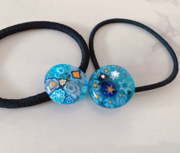 ヘアゴム　ヴェネチアングラス　あおのヘアゴム 3枚目の画像