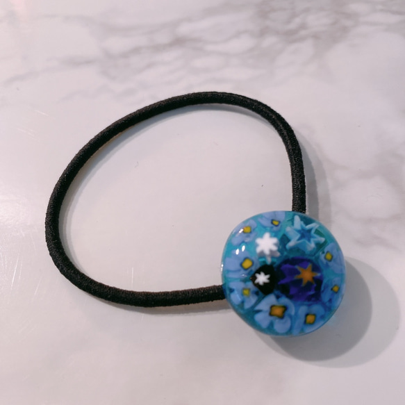 ヘアゴム　ヴェネチアングラス　あおのヘアゴム 4枚目の画像