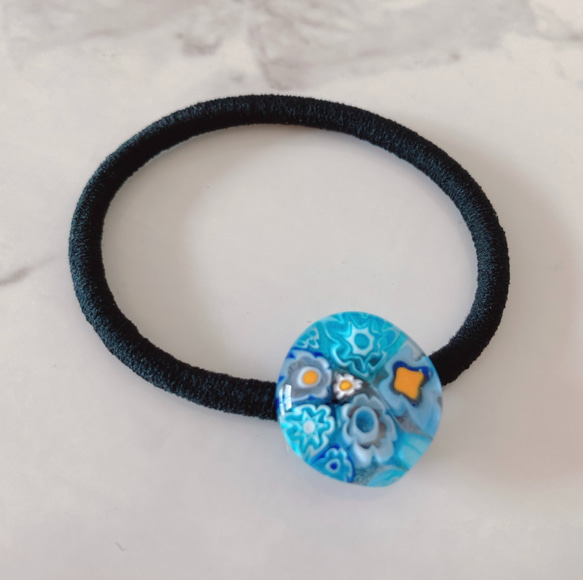 ヘアゴム　ヴェネチアングラス　あおのヘアゴム 5枚目の画像