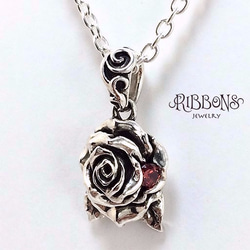 【受注製作・浴衣にも合う】T Rose Pendant【ストーンあり・なし選べる★Silver925・薔薇】 8枚目の画像