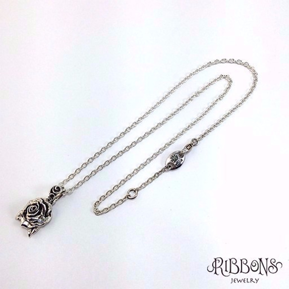 【受注製作・浴衣にも合う】T Rose Pendant【ストーンあり・なし選べる★Silver925・薔薇】 9枚目の画像