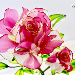 一輪鉢】薔薇（ばら）絞り模様 アートフラワー 風碧(kazamidori