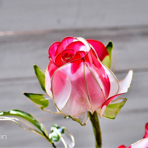 ○chen 様ご予約品○【一輪鉢】薔薇（ばら）絞り模様 アート