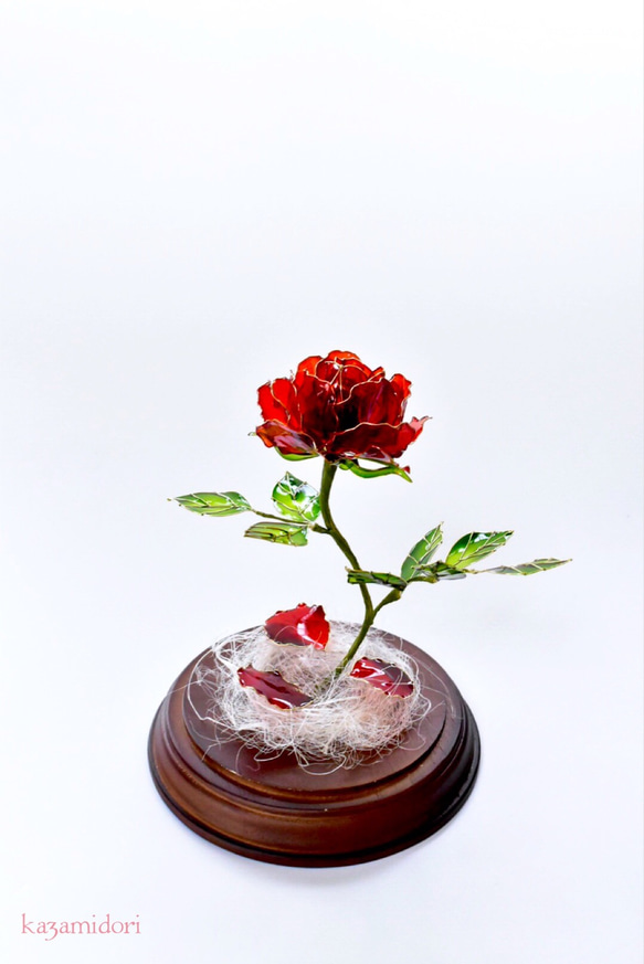 受注制作【グラスドーム】薔薇（ばら） -Crimson- 3枚目の画像
