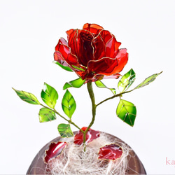 受注制作【グラスドーム】薔薇（ばら） -Crimson- 5枚目の画像