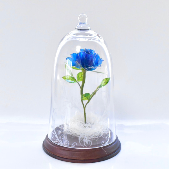 受注制作【グラスドーム】薔薇（ばら）- lapis lazuli- 2枚目の画像