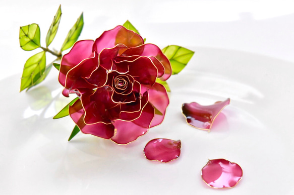 受注制作【グラスドーム】薔薇（ばら） -Antique pink- 1枚目の画像