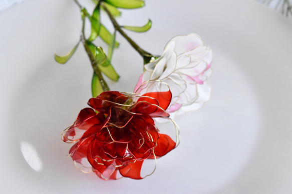 受注制作【植物標本 L】カーネーション -Marble pink- 6枚目の画像