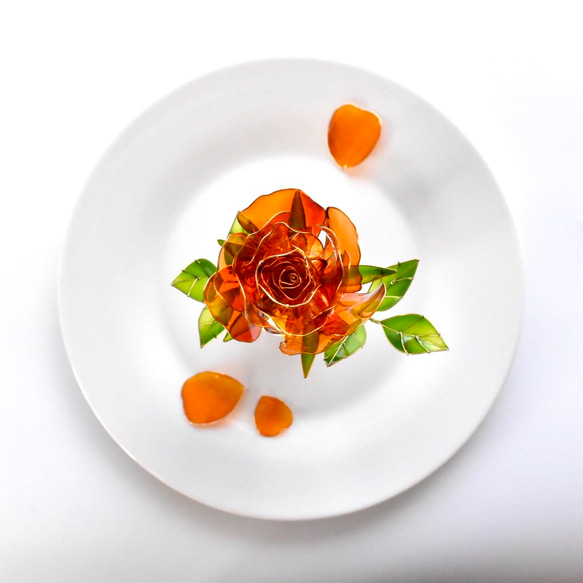 受注制作【グラスドーム】薔薇（ばら） -Apricot- 3枚目の画像