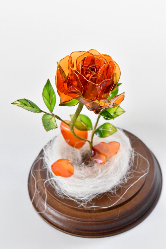 受注制作【グラスドーム】薔薇（ばら） -Apricot- 6枚目の画像