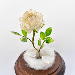 受注制作【グラスドーム】薔薇（ばら） -Pearl white- 3枚目の画像