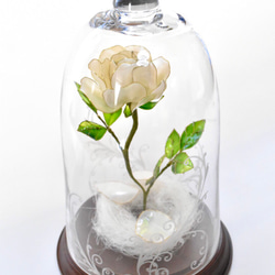 受注制作【グラスドーム】薔薇（ばら） -Pearl white- 2枚目の画像