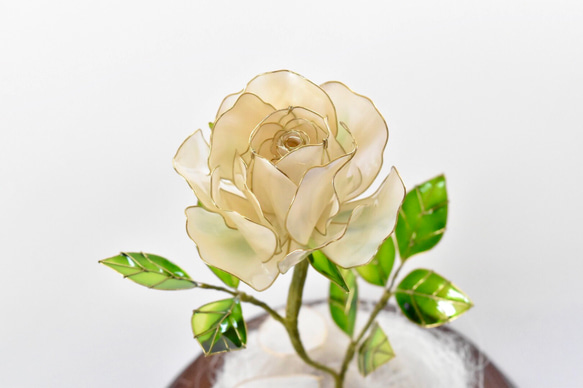 受注制作【グラスドーム】薔薇（ばら） -Pearl white- 6枚目の画像