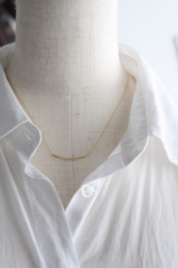 【tube】14kgf delicate simple necklace 2枚目の画像