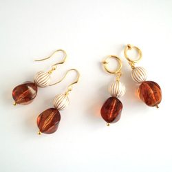 ピアス　amber×stripe 3枚目の画像