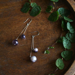 チタンピアス cotton pearl no.3 :bicolor purple 1枚目の画像