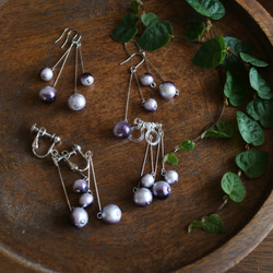 チタンピアス cotton pearl no.3 :bicolor purple 2枚目の画像